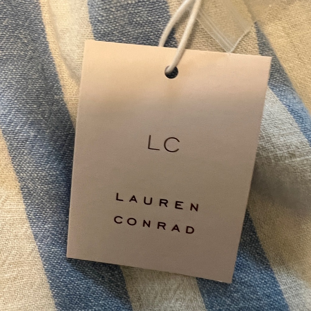 Lauren Conrad Blue and Cream Striped Garment very soft rayon & linen. Ankle len